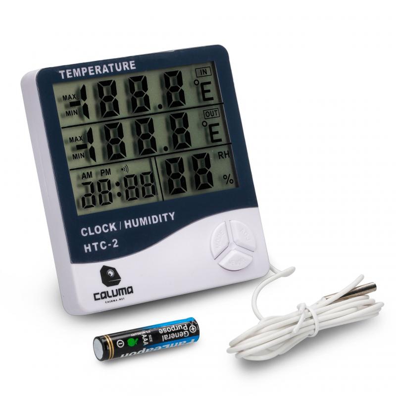 Caluma Temperatur- und Feuchtigkeitsmessgerät mit Uhr und Sonde